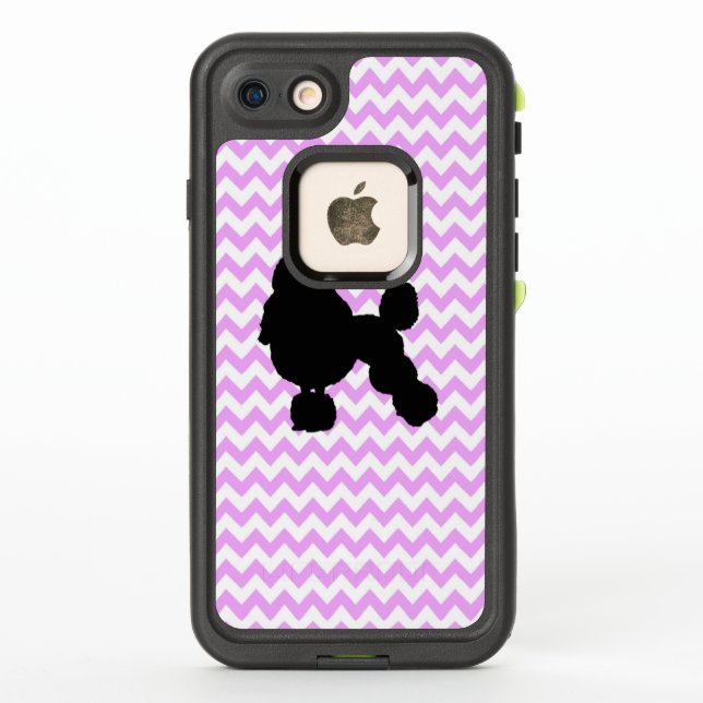 Pink Chevron With Poodle LifeProof iPhone Case (Back)