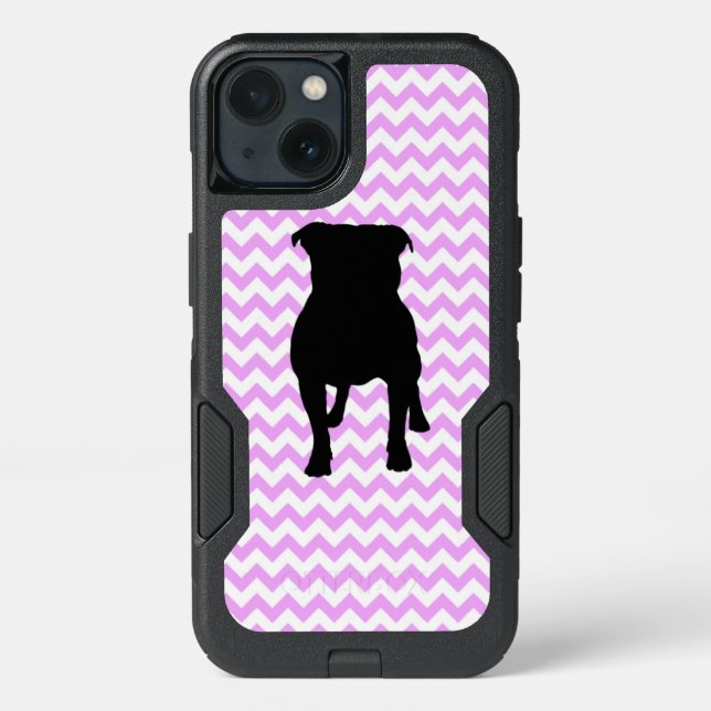 Pink Chevron With Pug Silhouette Otterbox iPhone Case (Back)