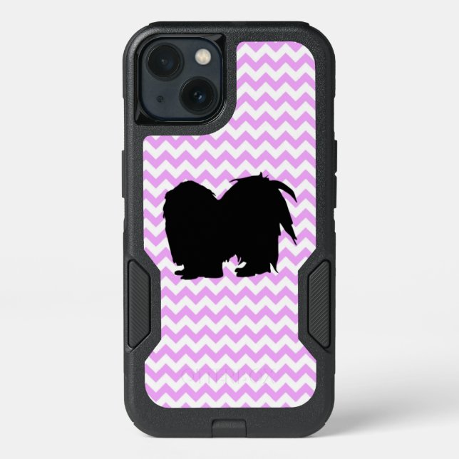 Pink Chevron With Shih Tzu Silhouette Otterbox iPhone Case (Back)