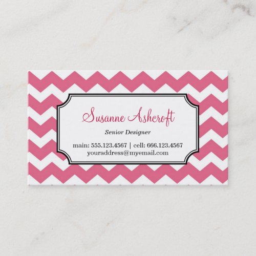 Pink chevron zigzag pattern stylish personal business card template