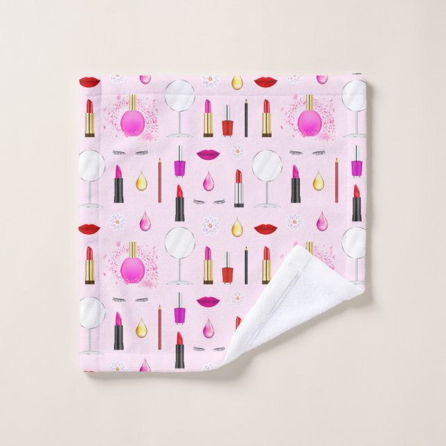 Pink Chic Beauty Makeup Pattern Wash Cloth (Wash Cloth)