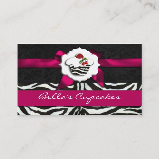 Customizable pink chic cupcake business Cards