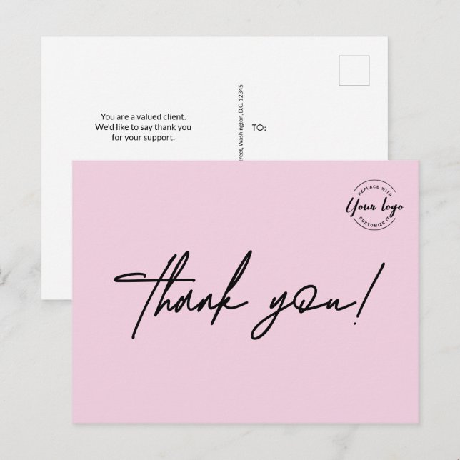 Pink Chic Custom Beauty Salon Logo Business Postcard (Front/Back)
