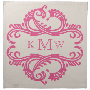 Pink Chic Damask Monogram Napkin