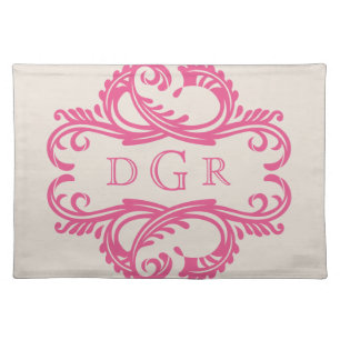Pink Chic Damask Monogram Placemat
