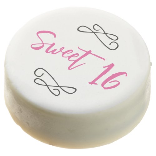 Pink Chic Doodle Modern Script Sweet 16 Chocolate Covered Oreo