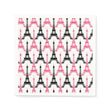 Pink Chic Eiffel Tower Party Paper napkins