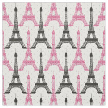 Pink Chic Eiffel Tower Pattern Fabric