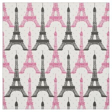 Pink Chic Eiffel Tower Pattern Fabric