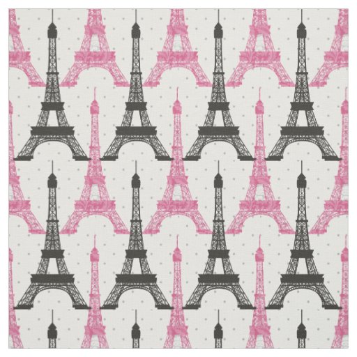 Pink Chic Eiffel Tower Pattern Fabric Zazzle