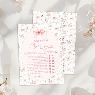 Pink Chic Floral Mommy or Daddy Baby Shower Game Invitation