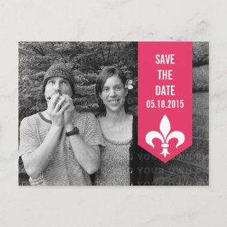 Pink Chic Flourish Banner Save the Date Postcard