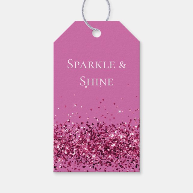 Pink Chic Glitter Sparkle Gift Tags (Front)