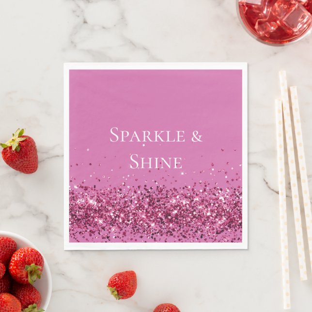 Pink Chic Glitter Sparkle Napkins (Insitu)