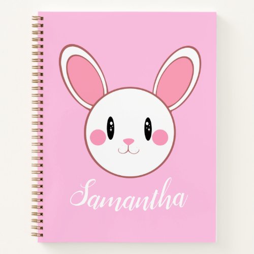  Pink Chic Modern Cute Fluffy Bunny Rabbit Notebook