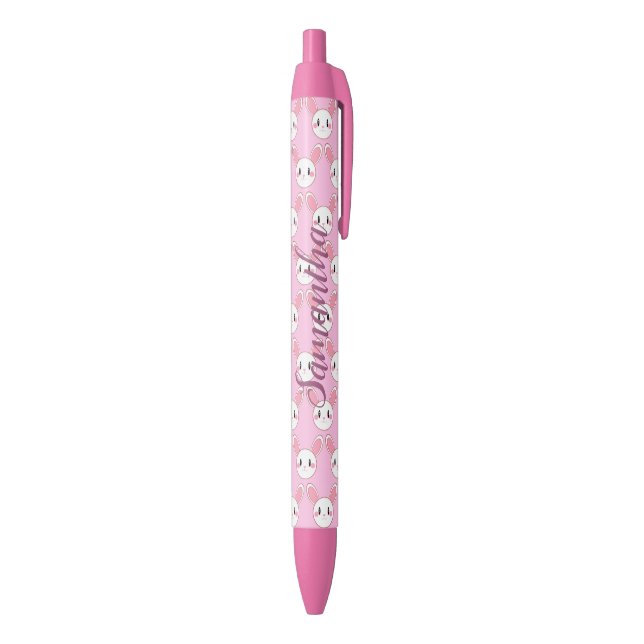 Pink Chic Modern Cute Fluffy Bunny Rabbit Pen (Bottom (Vertical))