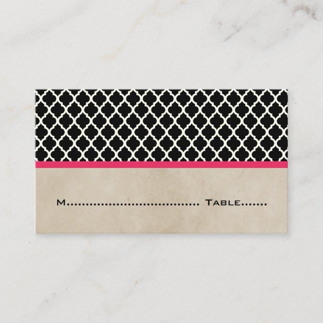 Pink Chic Quatrefoil Place Cards (Front)