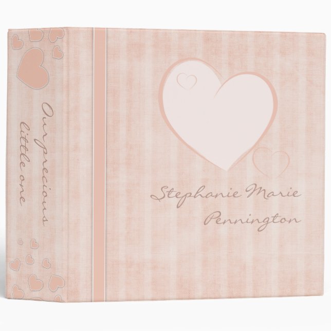Pink chic stripes and hearts baby girl binder (Front/Spine)