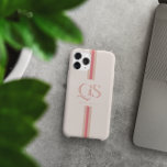 Pink | Chic Stripes Monogram  iPhone 15 Pro Max Case<br><div class="desc">Elevate your everyday style with the Pink | Chic Stripes Monogram Phone Case, where elegance meets personal expression. This case showcases a beautifully designed monogram featuring bold, classic serif initials, prominently displayed at the center, with your name elegantly written below. The combination of soft pink hues and vertical, retro-inspired stripes...</div>