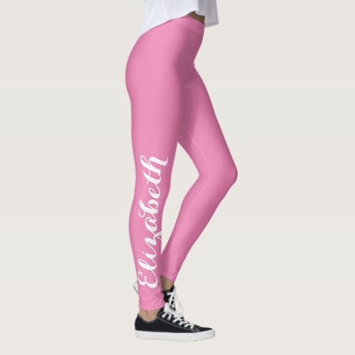 Pink Chic Stylish Custom Name Workout Yoga Sports Leggings