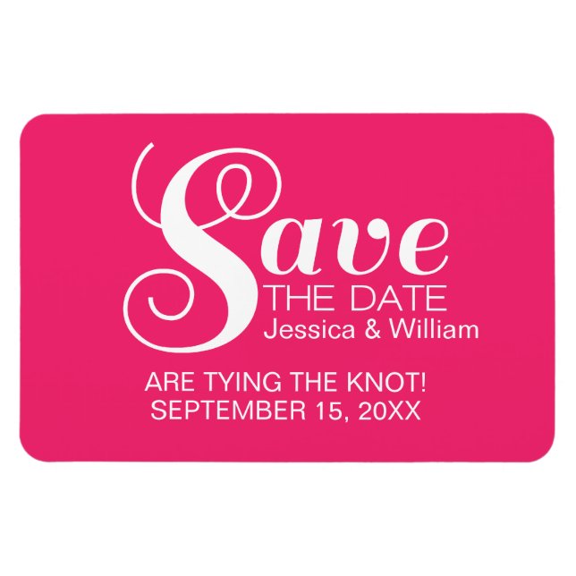 Pink Chic Typography Save the Date Magnet (Horizontal)