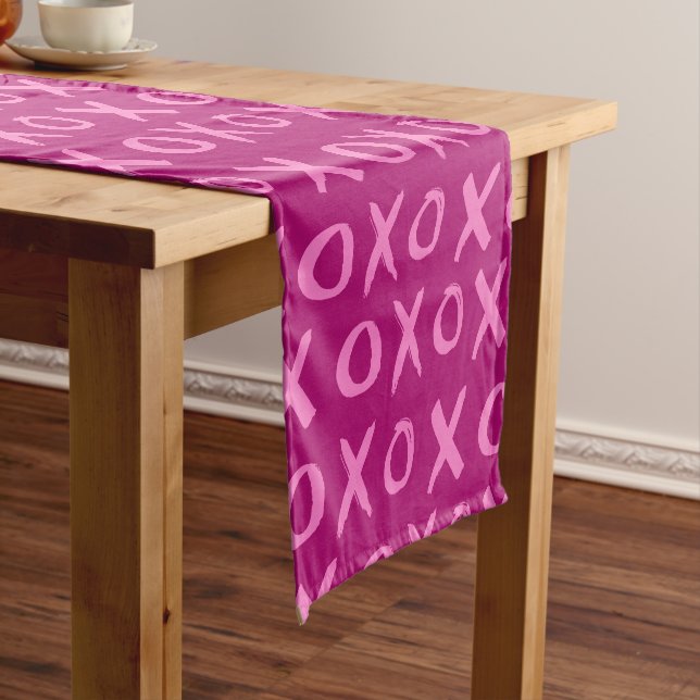 Pink Chic xoxo stroke pattern Valentine's Short Table Runner (In Situ)
