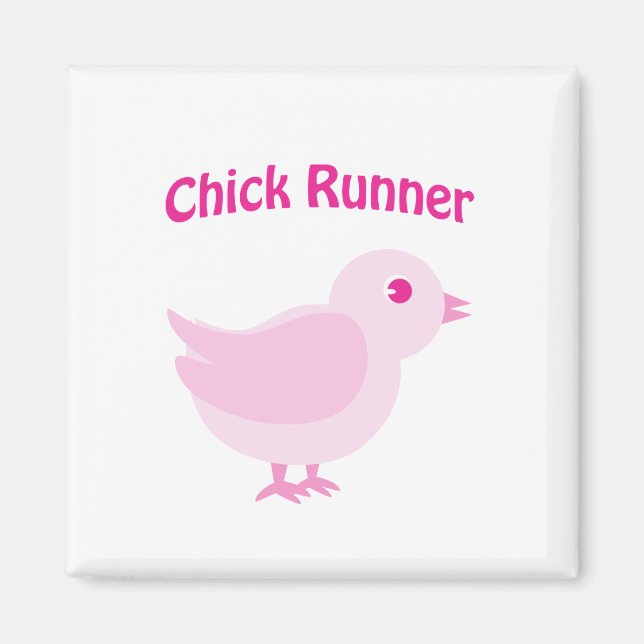 Pink Chick Runner Magnet (Front)