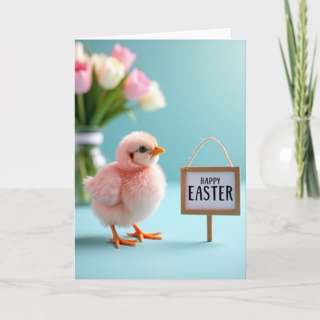 Pink Chick Springtime Card (Front)