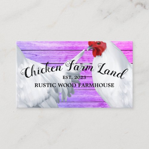 Pink Chicken Hen Rustic Organic Egg Farm Business Card
