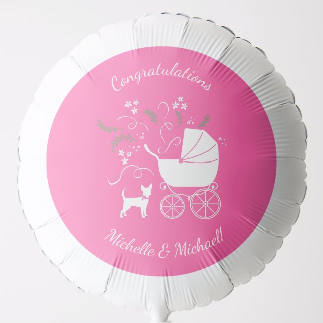 Pink Chihuahua Baby Shower Balloon (Front)