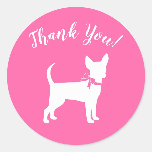 Pink Chihuahua Baby Shower Classic Round Sticker (Front)
