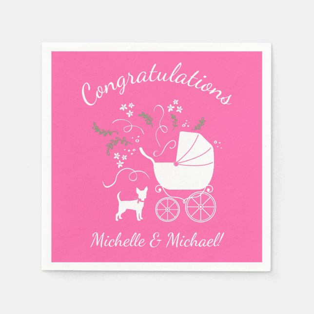 Pink Chihuahua Baby Shower Napkins (Front)