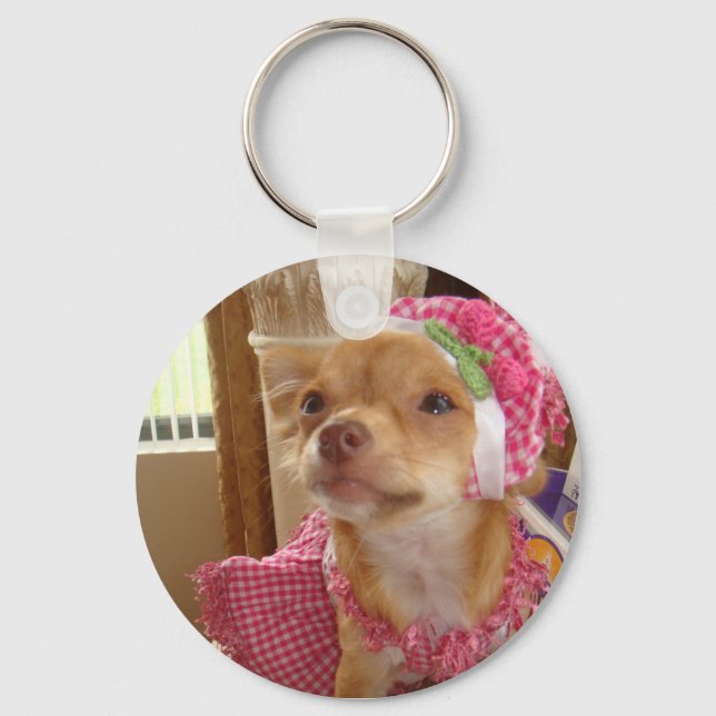 pink chihuahua keychain (Front)