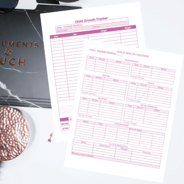 Pink Child Healthcare and Growth Tracker Pages (Creator Uploaded)