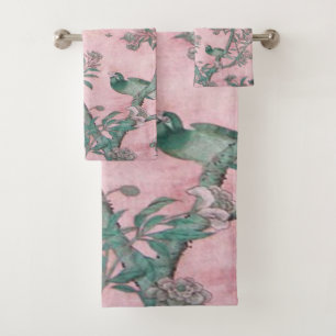 Pink Chinoiserie 3 Piece Luxury Bath Towel Set
