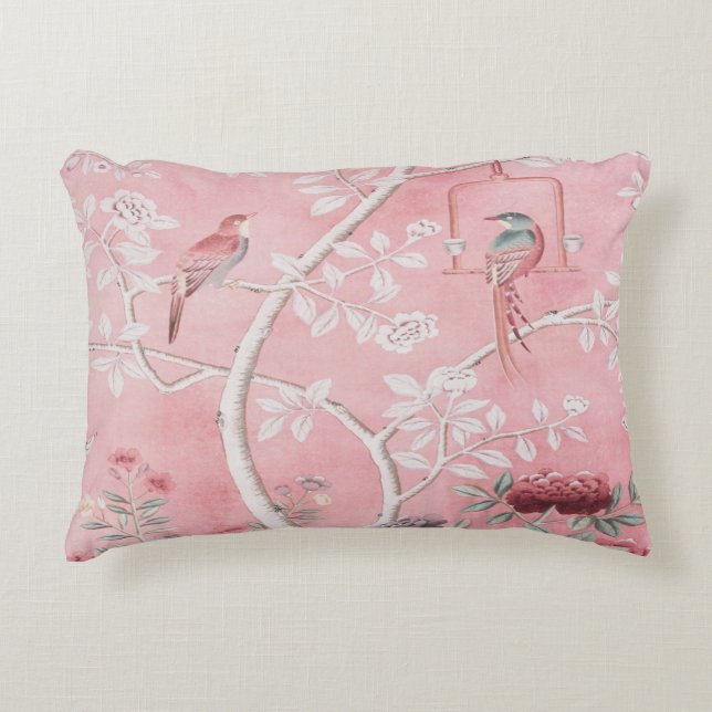 Pink Chinoiserie  Accent Pillow (Front)