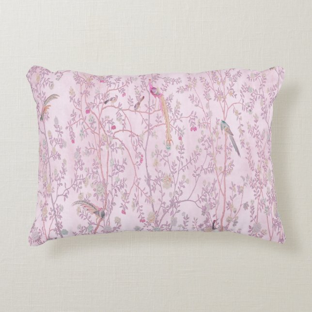 Pink Chinoiserie Accent Pillow (Front)
