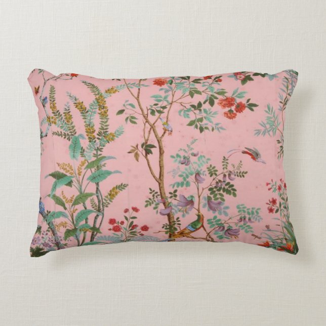 Pink Chinoiserie Accent Pillow (Front)