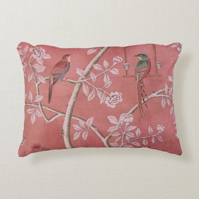 Pink Chinoiserie Accent Pillow (Front)