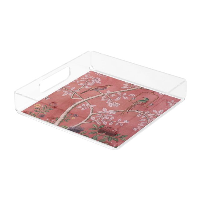 Pink Chinoiserie  Acrylic Tray (Angled)