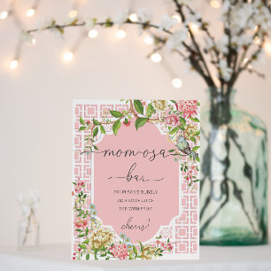 Pink Chinoiserie Baby Shower Mom-osa Bar Sign
