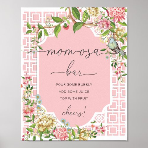 Pink Chinoiserie Baby Shower Mom_osa Bar Sign