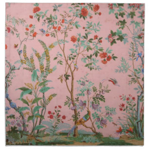 Pink Chinoiserie Bird Floral Cloth Napkin