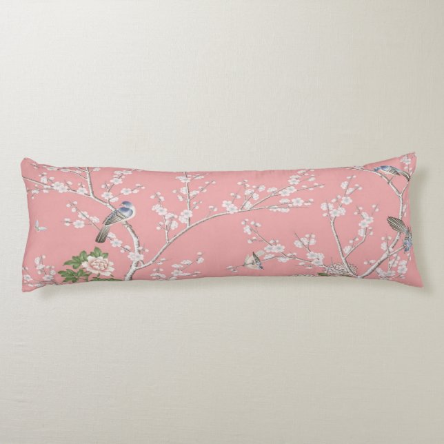 Pink Chinoiserie  Body Pillow (Back)