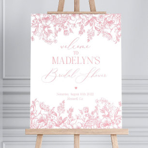 Pink Chinoiserie Bridal Shower Welcome Sign Printa