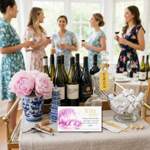 Pink Chinoiserie Bridge Wine Raffle Bridal Shower  Enclosure Card