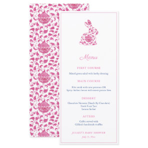 Pink Chinoiserie Bunny Bridal Shower Party Menu