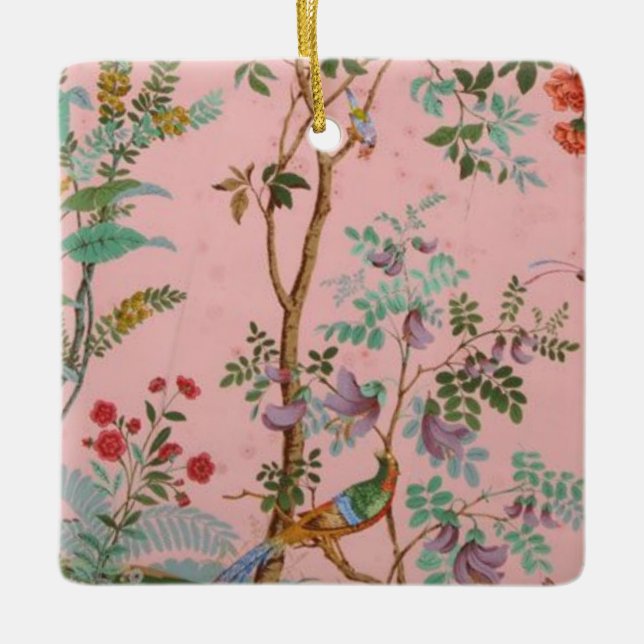 Pink Chinoiserie Ceramic Ornament (Front)
