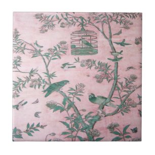 Pink Chinoiserie  Ceramic Tile
