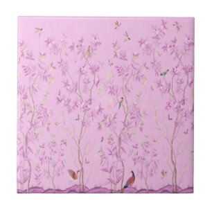 Pink Chinoiserie  Ceramic Tile